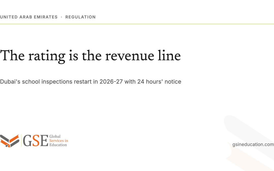 Dubai’s School Inspections Restart, and the Rating Is the Revenue Line